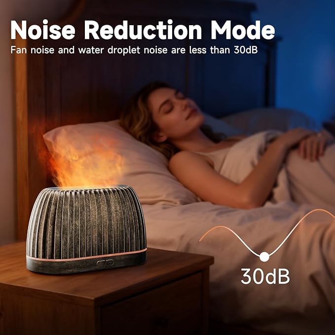 Essential Oil Diffuser, Flame Effect Aromatherapy Diffuser with 7-Color LED Lights & Auto Shut-Off, Ultrasonic Diffusers for