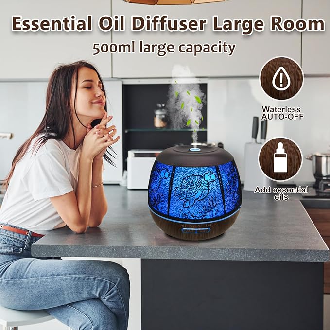 Essential Oil Diffuser for Home,500ML Aromatherapy Diffusers for Essential Oils Large Room with Cool Mist Humidifiers for