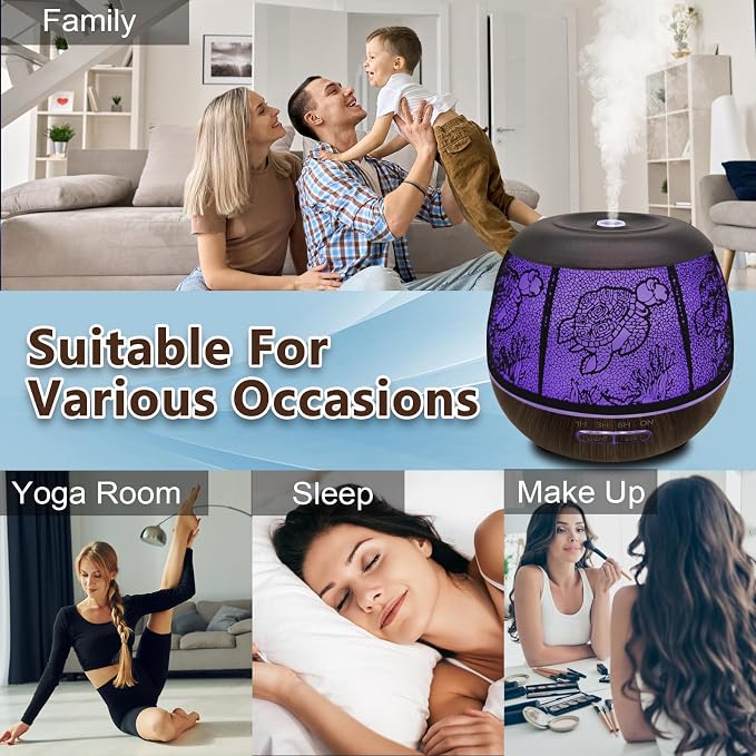 Essential Oil Diffuser for Home,500ML Aromatherapy Diffusers for Essential Oils Large Room with Cool Mist Humidifiers for