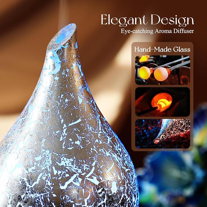 Essential Oil Diffuser Glass Aromatherapy Ultrasonic Humidifier, Air Refresh Auto Shut-Off, Timer Setting, alternate product