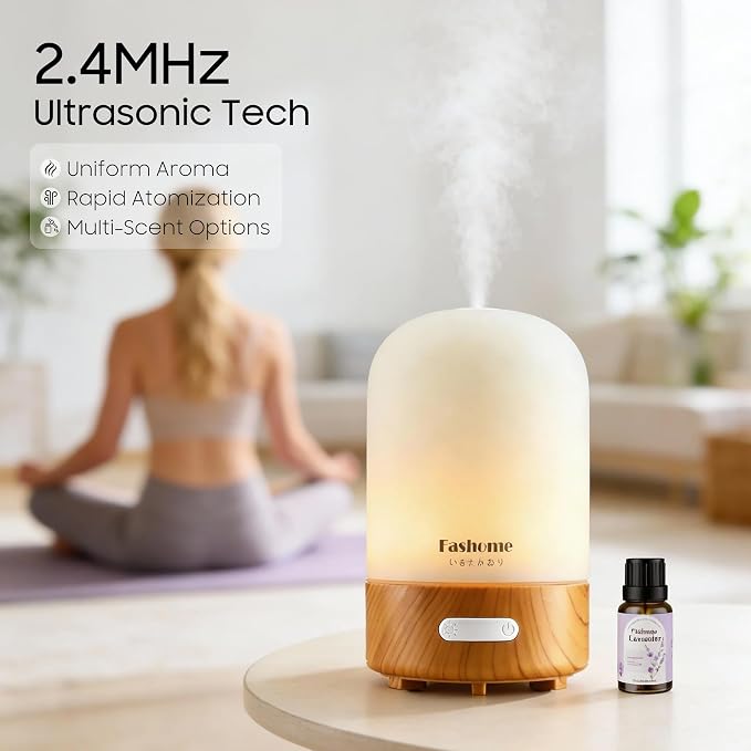 Essential Oil Diffuser Hand Blown Glass, 100ml Small Aromatherapy Diffuser, Auto Shut-Off Function, alternate product view 4