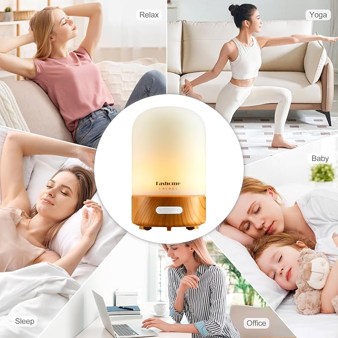 Essential Oil Diffuser Hand Blown Glass, 100ml Small Aromatherapy Diffuser, Auto Shut-Off Function, alternate product view 7
