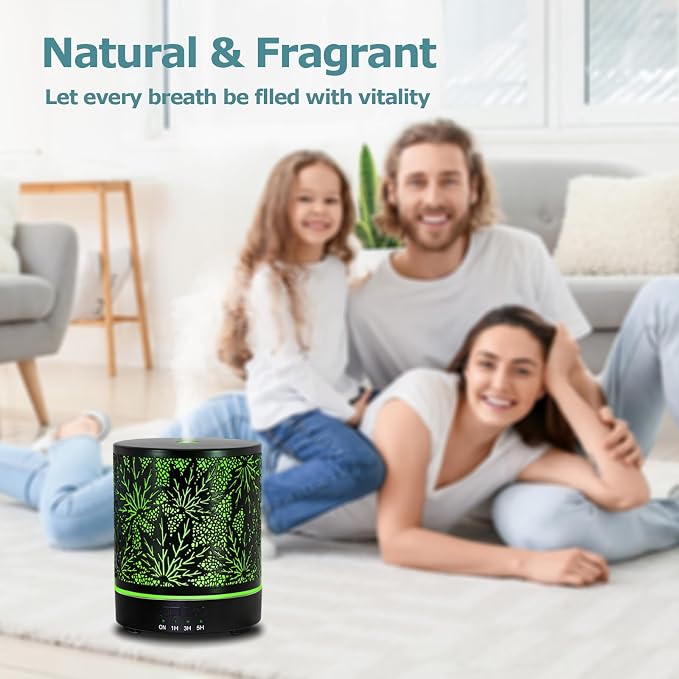 Essential Oil Diffuser Metal Aromatherapy Oil Diffusers for Large Room,Maple Leaf Pattern Ultrasonic Cool Mist Diffuser with