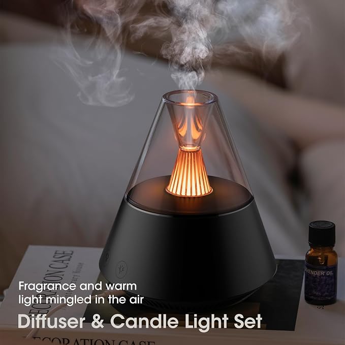 Essential Oil Diffuser, Modern Style Aromatherapy Aroma Diffusers with Candle Light, Fragrance Ultrasonic Cool Mist