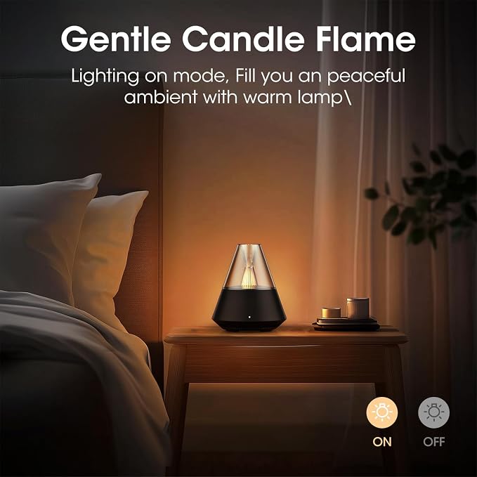 Essential Oil Diffuser, Modern Style Aromatherapy Aroma Diffusers with Candle Light, Fragrance Ultrasonic Cool Mist