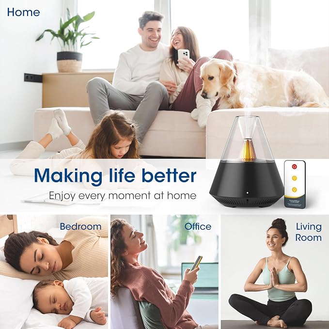 Essential Oil Diffuser, Modern Style Aromatherapy Aroma Diffusers with Candle Light, Fragrance Ultrasonic Cool Mist
