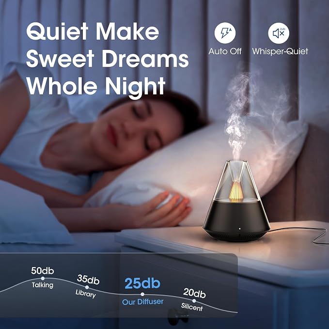 Essential Oil Diffuser, Modern Style Aromatherapy Aroma Diffusers with Candle Light, Fragrance Ultrasonic Cool Mist