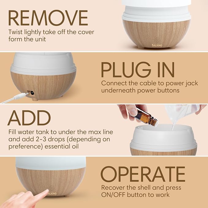 Essential Oil Diffuser (Set of 2), 100ml Small Aromatherapy Diffuser with Auto Shut-Off, Ultrasonic Diffusers for Essential