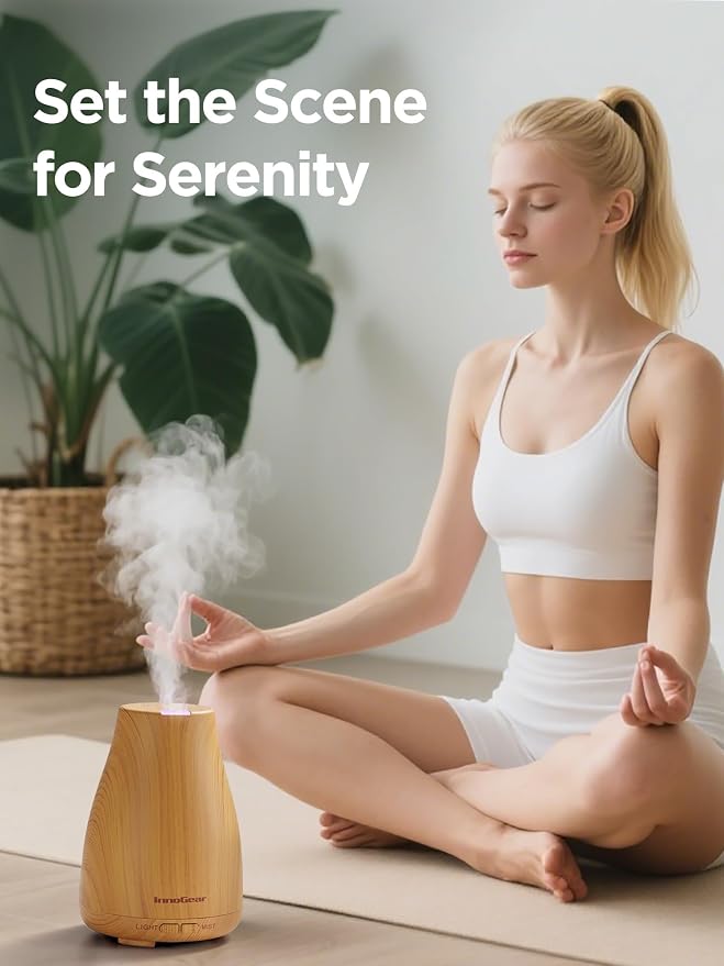 Essential Oil Diffuser, Ultrasonic Diffusers for Home Aromatherapy Humidifier for Bedroom Room 7 Colors LED 2 Mist Mode Auto