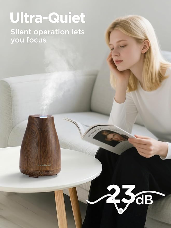 Essential Oil Diffuser, Ultrasonic Diffusers for Home Aromatherapy Humidifier for Bedroom Room 7 Colors LED 2 Mist Mode Auto
