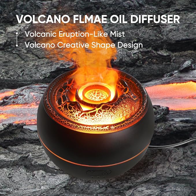 Essential Oil Diffuser, Volcano Fire Flame Aromatherapy Diffuser, 360ml Ultrasonic Cool Mist Humidifier, alternate product