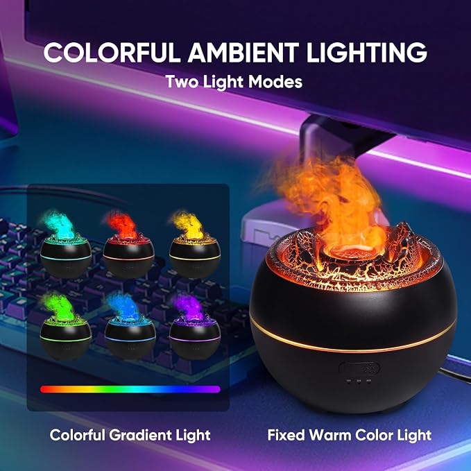 Essential Oil Diffuser, Volcano Fire Flame Aromatherapy Diffuser, 360ml Ultrasonic Cool Mist Humidifier, alternate product