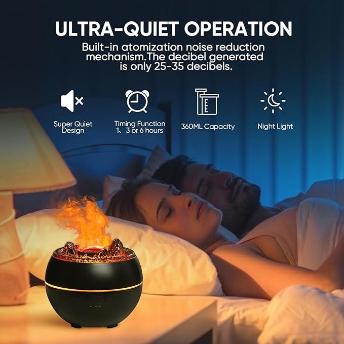 Essential Oil Diffuser, Volcano Fire Flame Aromatherapy Diffuser, 360ml Ultrasonic Cool Mist Humidifier, alternate product