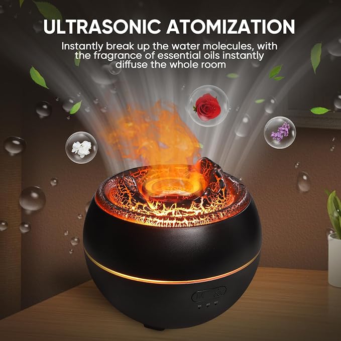 Essential Oil Diffuser, Volcano Fire Flame Aromatherapy Diffuser, 360ml Ultrasonic Cool Mist Humidifier, alternate product