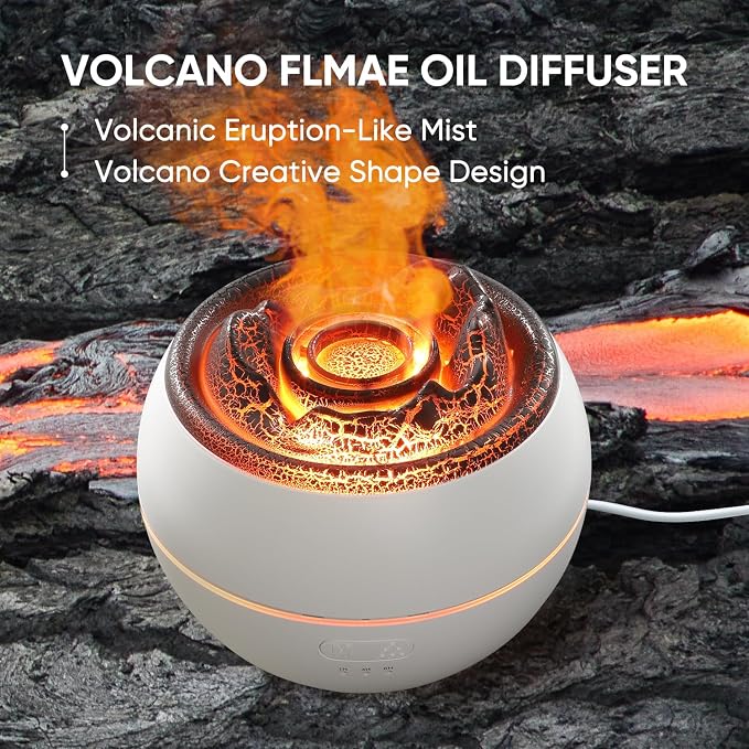 Essential Oil Diffuser, Volcano Flame Fire Oil Diffuser, 360ml Ultrasonic Cool Mist Aromatherapy Humidifier, alternate