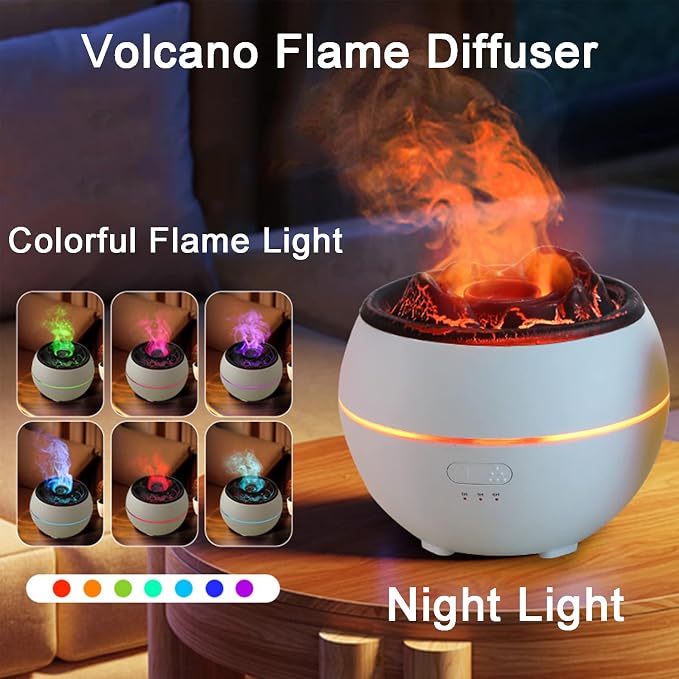 Essential Oil Diffuser, Volcano Flame Fire Oil Diffuser, 360ml Ultrasonic Cool Mist Aromatherapy Humidifier, alternate