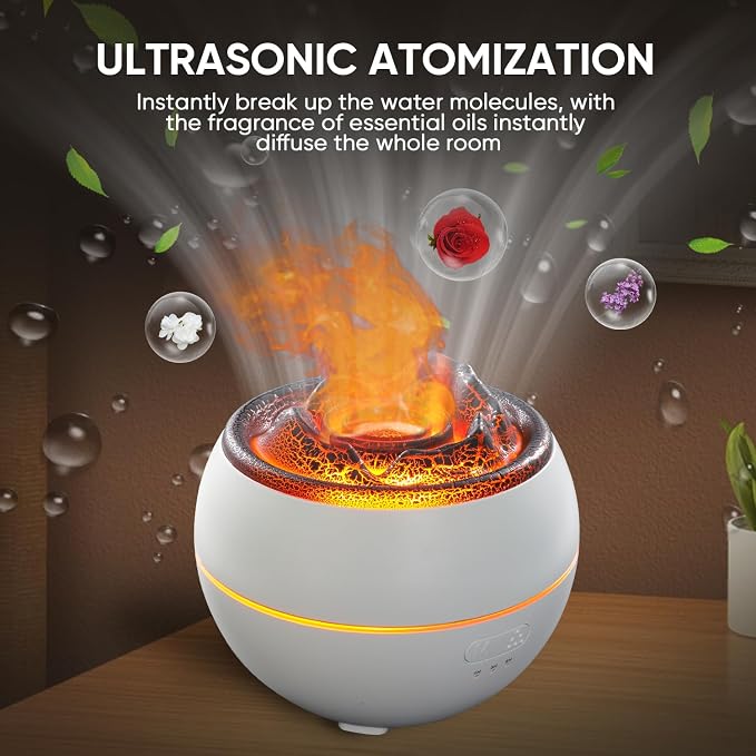 Essential Oil Diffuser, Volcano Flame Fire Oil Diffuser, 360ml Ultrasonic Cool Mist Aromatherapy Humidifier, alternate