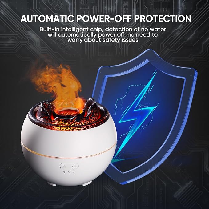 Essential Oil Diffuser, Volcano Flame Fire Oil Diffuser, 360ml Ultrasonic Cool Mist Aromatherapy Humidifier, alternate