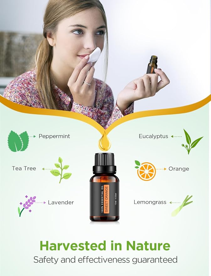 Essential Oil Diffuser with Oils, 100ml Aromatherapy Diffuser with 6 Essential Oils Set, Aroma Cool Mist Humidifier Gift Set