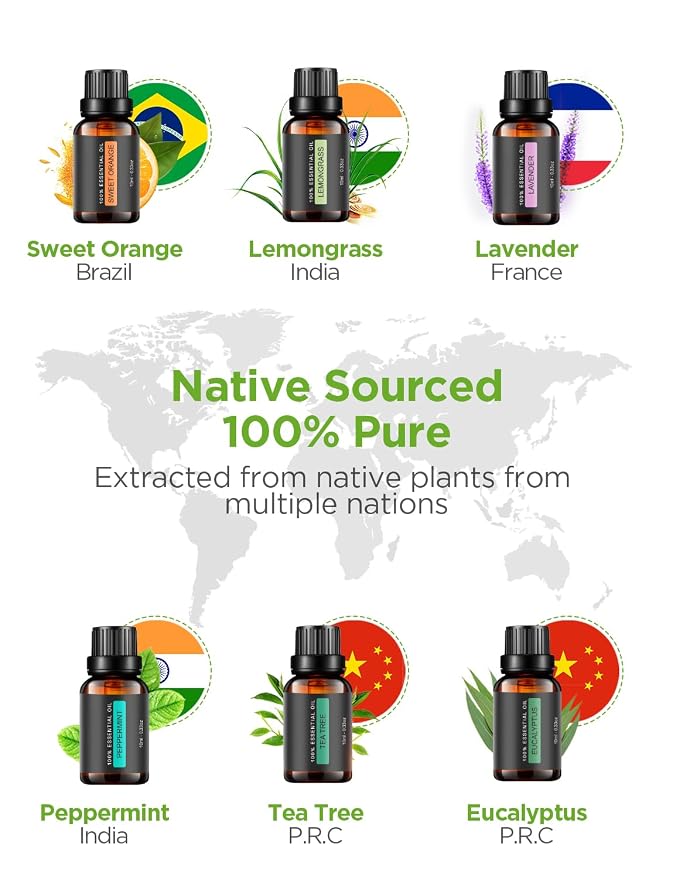 Essential Oil Diffuser with Oils, 100ml Aromatherapy Diffuser with 6 Essential Oils Set, Aroma Cool Mist Humidifier Gift Set