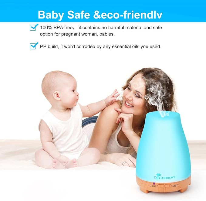 Essential Oil Diffusers 200ML Remote Control Diffuser Mist Humidifiers BPA-Free Aromatherapy Diffuser (Yellow Base)