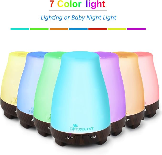 Essential Oil Diffusers 200ML Remote Control Diffuser Mist Humidifiers BPA-Free Aromatherapy Diffuser (Black Base), alternate