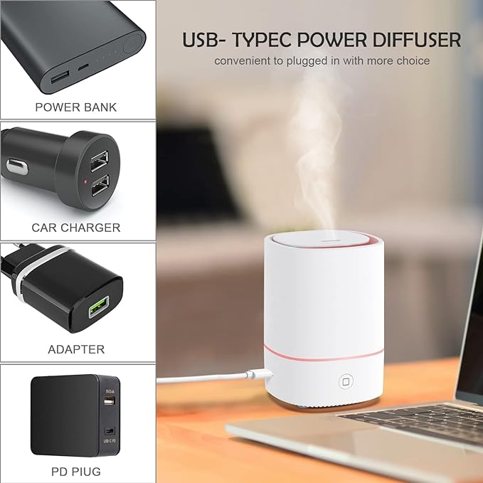 Essential Oil Diffusers for Home with USB Cord, 150ml Aroma Humidifier for Office, Water Shortage Protection, alternate