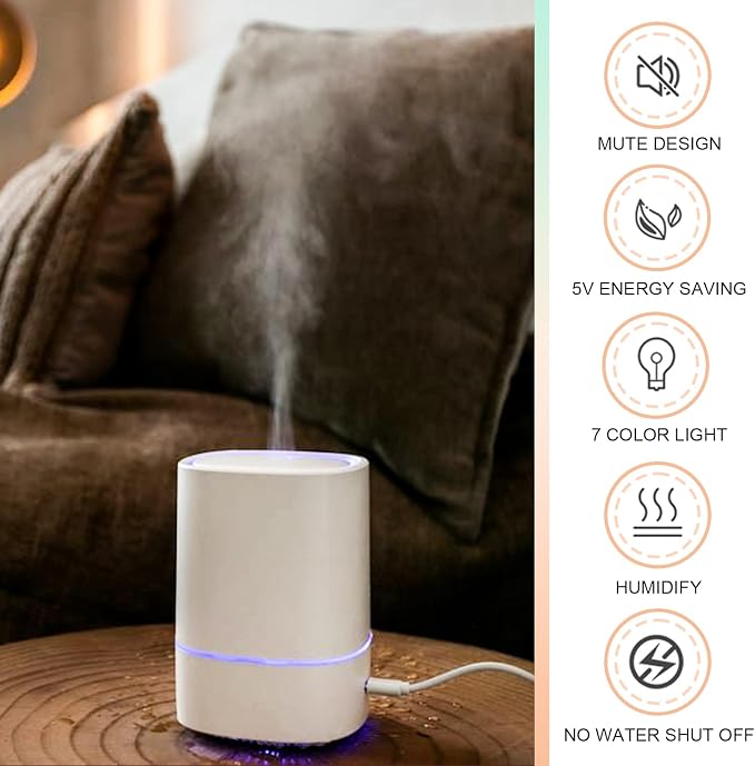 Essential Oil Diffusers for Home with USB Cord, 150ml Aroma Humidifier for Office, Water Shortage Protection, alternate