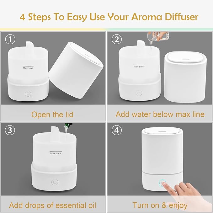 Essential Oil Diffusers for Home with USB Cord, 150ml Aroma Humidifier for Office, Water Shortage Protection, alternate