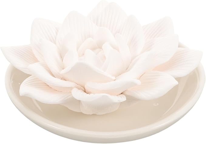 Essential Oil Passive Diffuser Stone Lotus Flower Aromatherapy Ornaments for Home Car Bedroom Bathroom 3.35 Inch Plaster