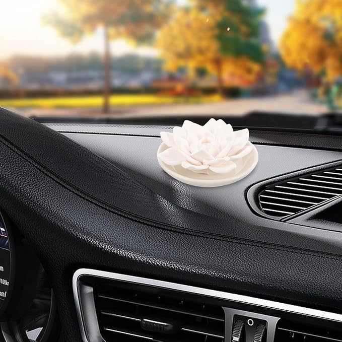 Essential Oil Passive Diffuser Stone Lotus Flower Aromatherapy Ornaments for Home Car Bedroom Bathroom 3.35 Inch Plaster