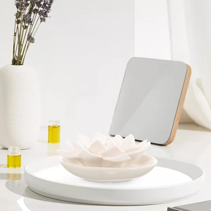 Essential Oil Passive Diffuser Stone Lotus Flower Aromatherapy Ornaments for Home Car Bedroom Bathroom 3.35 Inch Plaster