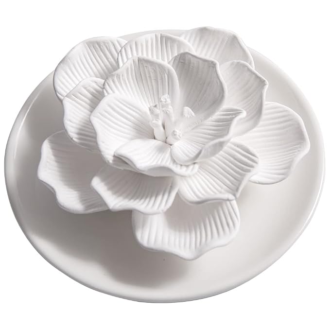 Essential Oil Passive Flower Diffuser -Non-Electric Porcelain Aromatherapy Diffusers for Small Mini Room, Desk Decorative