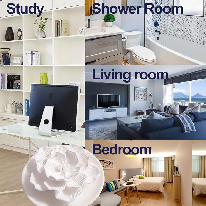Essential Oil Passive Flower Diffuser -Non-Electric Porcelain Aromatherapy Diffusers for Small Mini Room, Desk Decorative