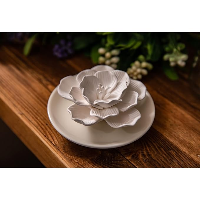 Essential Oil Passive Flower Diffuser -Non-Electric Porcelain Aromatherapy Diffusers for Small Mini Room, Desk Decorative