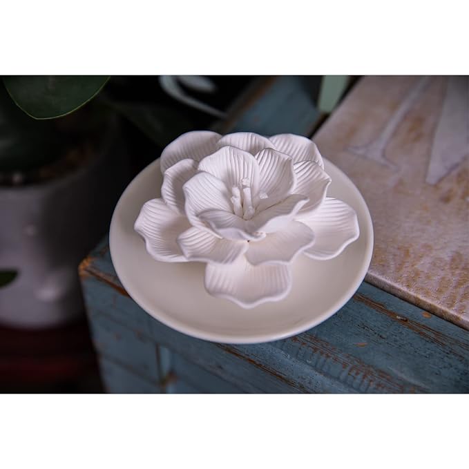 Essential Oil Passive Flower Diffuser -Non-Electric Porcelain Aromatherapy Diffusers for Small Mini Room, Desk Decorative