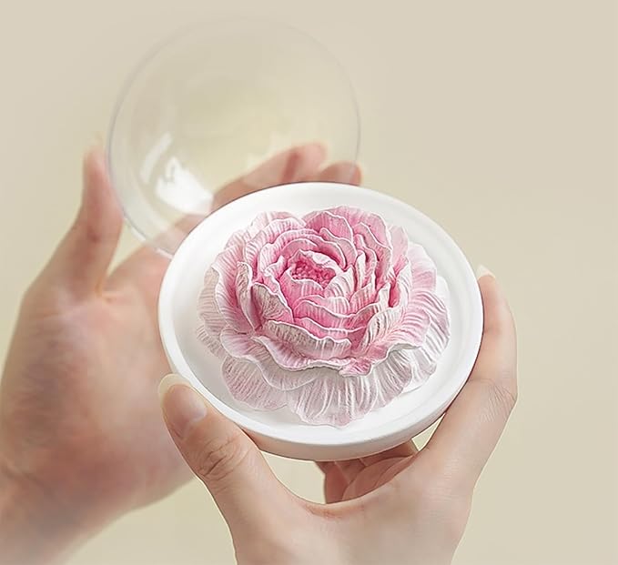 Essential Oil Passive Flower Diffuser with Fragrance -Non-Electric Peony Flower Porcelain Aromatherapy Diffusers for Small