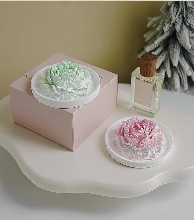 Essential Oil Passive Flower Diffuser with Fragrance -Non-Electric Peony Flower Porcelain Aromatherapy Diffusers for Small