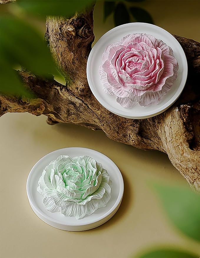 Essential Oil Passive Flower Diffuser with Fragrance -Non-Electric Peony Flower Porcelain Aromatherapy Diffusers for Small