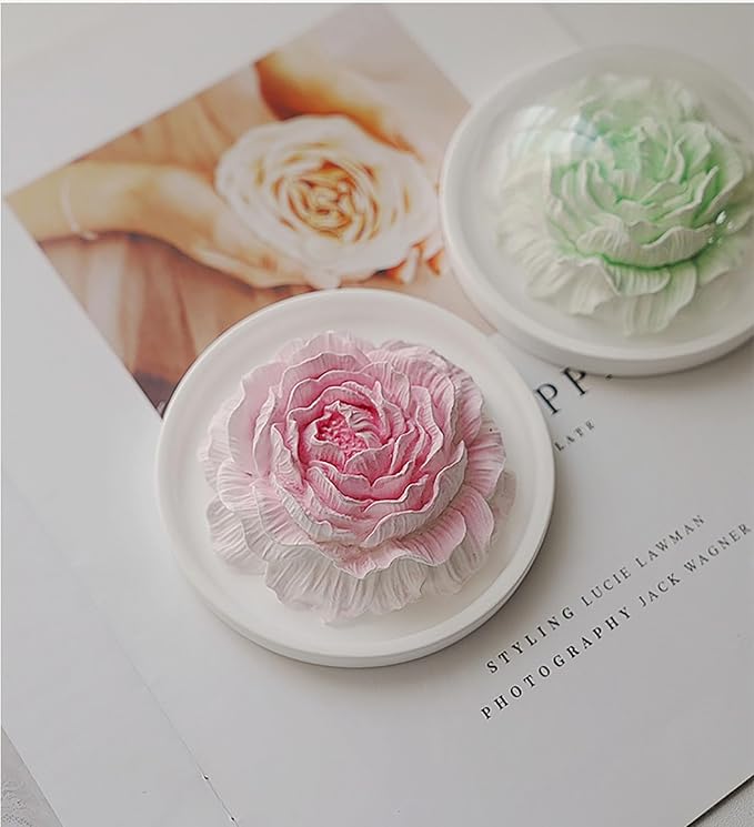 Essential Oil Passive Flower Diffuser with Fragrance -Non-Electric Peony Flower Porcelain Aromatherapy Diffusers for Small