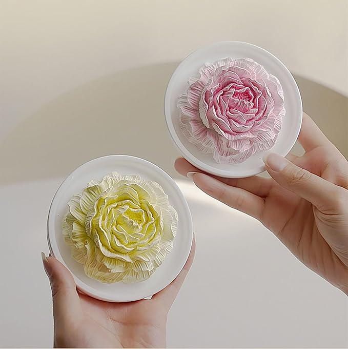 Essential Oil Passive Flower Diffuser with Fragrance -Non-Electric Peony Flower Porcelain Aromatherapy Diffusers for Small