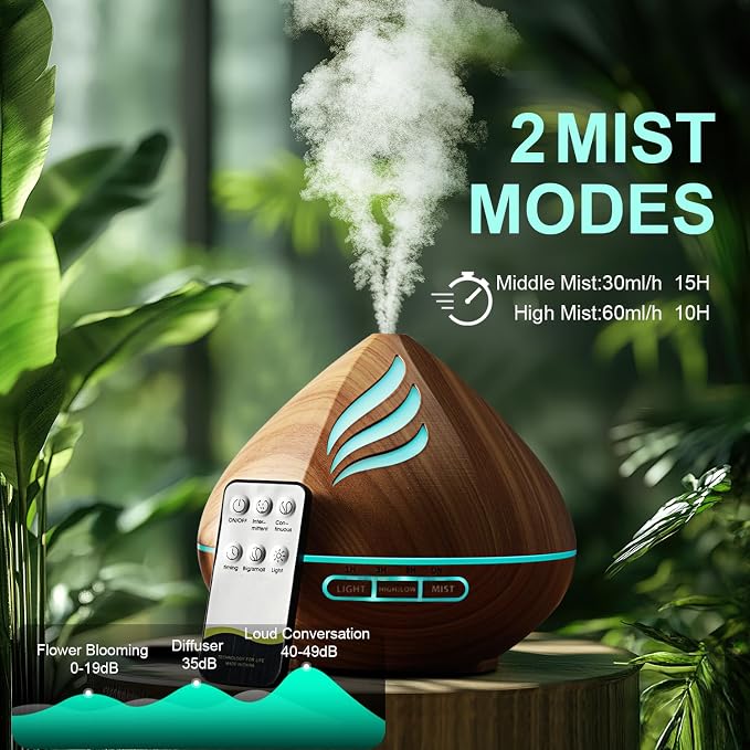 Essential Oil Scent Diffuser: 500ML Aroma Diffuser with Remote Control, Large Fragrance Aromatherapy Diffuser, alternate