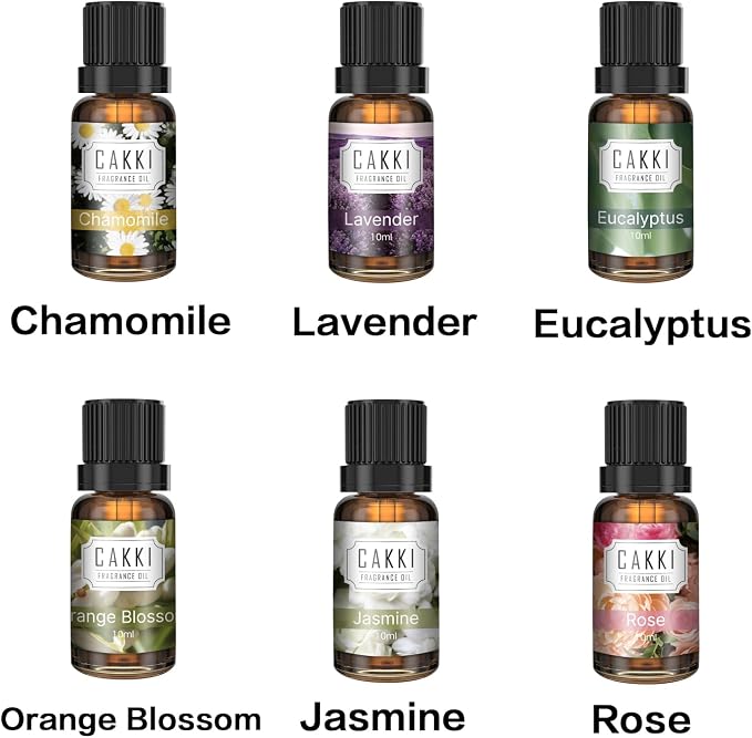 Essential Oils for Diffusers for Home, Floral Fragrance Oils Set, 6x10ml, Rose, Lavender, Chamomile, Eucalyptus, Orange