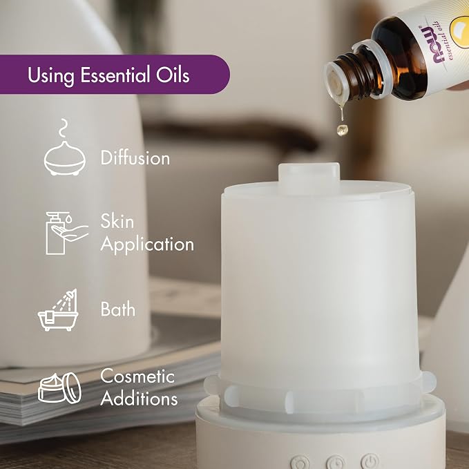 Essential Oils, Metal Touch Ultrasonic Aromatherapy Oil Diffuser, Extremely Quiet and Heat Free, Color Changing LED