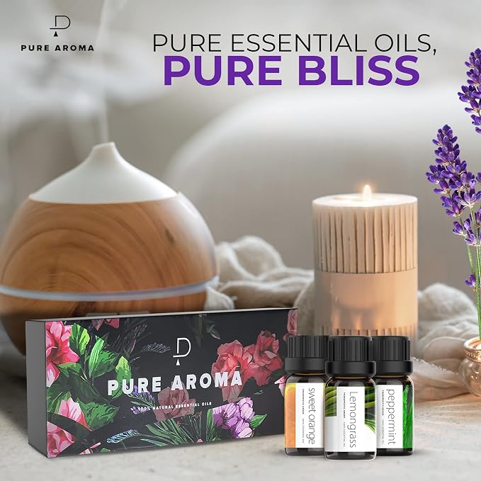 Essential Oils Set by - Top 6 Aromatherapy Oils Gift Set-6 Pack, 10ml (Eucalyptus, Lavender, Lemongrass, Sweet Orange