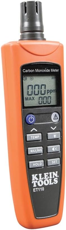 ET110 CO Meter, Carbon Monoxide Tester and Detector with Exposure Limit Alarm, 4 x AAA Batteries and Carry Pouch