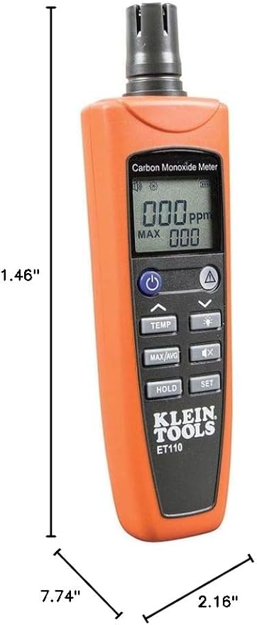 ET110 CO Meter, Carbon Monoxide Tester and Detector with Exposure Limit Alarm, 4 x AAA Batteries and Carry Pouch, alternate