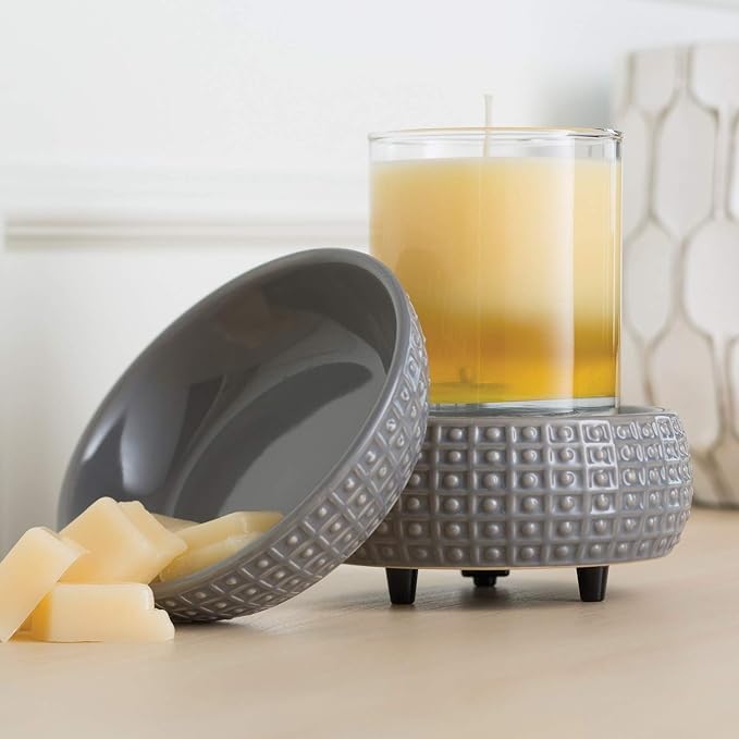 Etc 2-In-1 Candle and Fragrance Warmer For Warming Scented Candles or Wax Melts and Tarts With To Freshen Room, Slate
