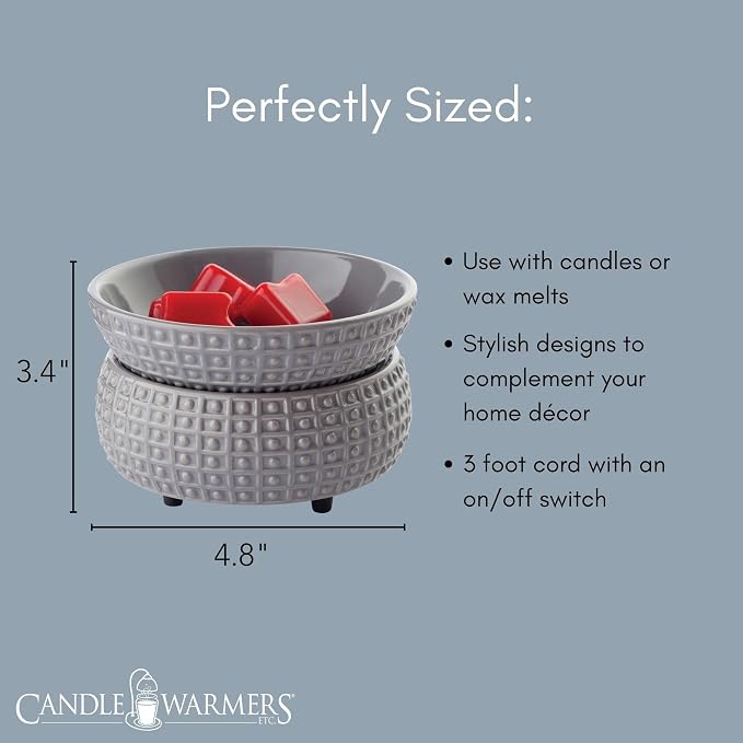 Etc 2-In-1 Candle and Fragrance Warmer For Warming Scented Candles or Wax Melts and Tarts With To Freshen Room, Slate