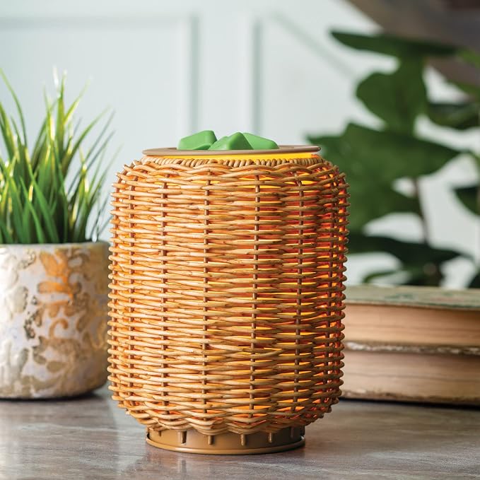 ETC. Illumination Fragrance Warmer- Light-Up Warmer for Warming Scented Candle Wax Melts and Tarts or to Freshen Room, Wicker